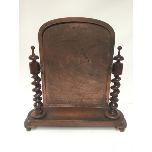 1102 - Oak framed Victorian toilet mirror with barley twist design