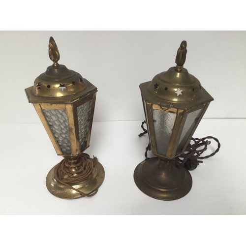 726 - Two brass arts and crafts table lamps