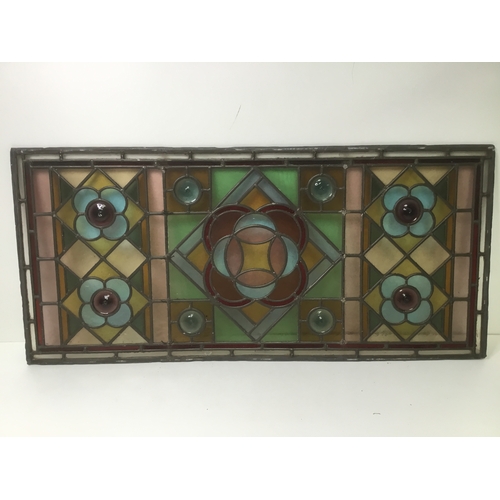 1114 - Original stained glass window 88cm x 41cm