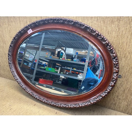 509 - oval wooden mirror 87x61cm