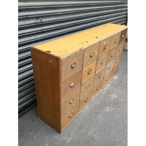 752 - A set of twenty haberdashery style drawers 153cm x 82cm