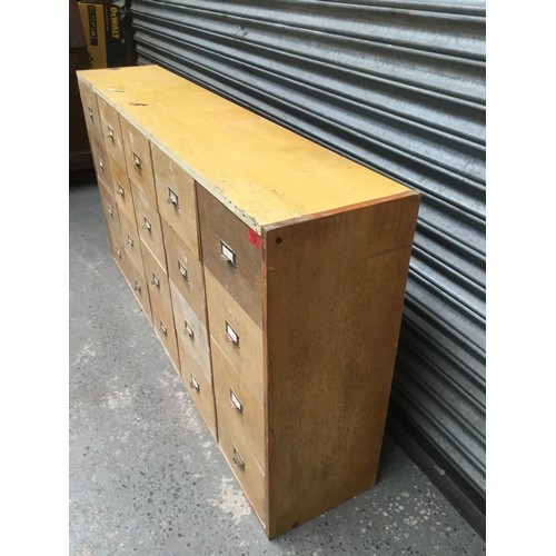 752 - A set of twenty haberdashery style drawers 153cm x 82cm