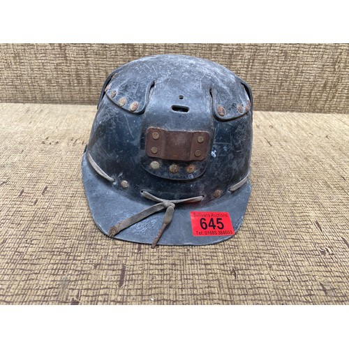 645 - Vintage Welsh coal miners helmet 1950s.