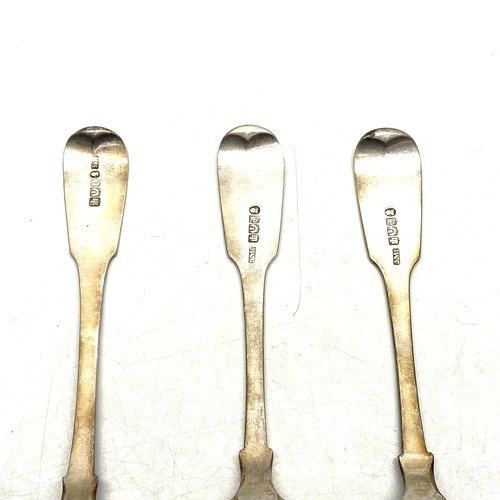 890 - Three large sterling silver serving spoons. Two with hallmarks for Edinburgh 1840 and James McKay, a... 