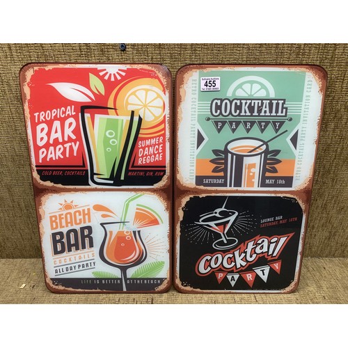 455 - 2 glass retro retro style bar signs.