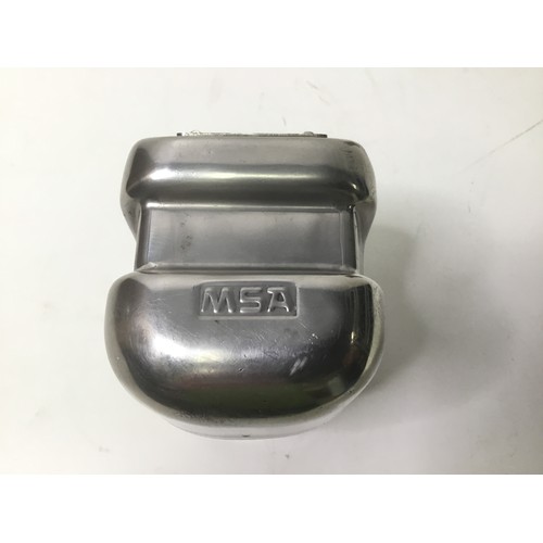 663 - MSA filter W65 single use self rescuer respirator and a brass Royal Mail post box money box