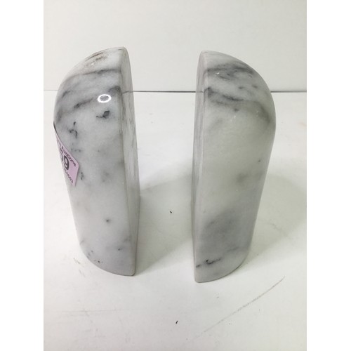 459 - Half cylinder domed marble bookends