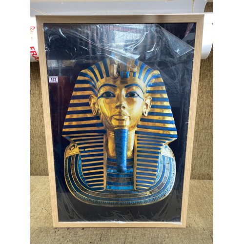 463 - large framed egyptian poster bust of Tutankhamun 98x66cm.