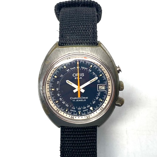 959 - Vintage 1970 Oris Star chrono-oris chronograph watch compressor.