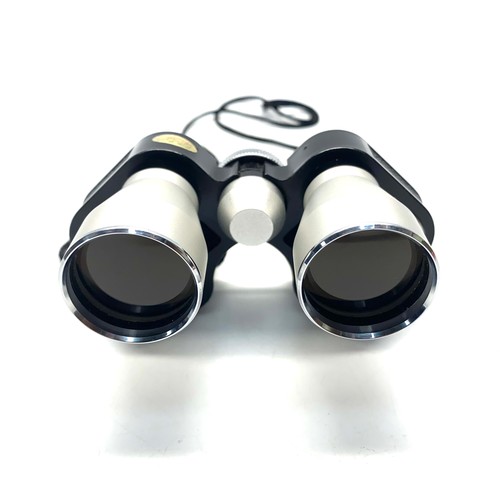 673 - Binoculars - King coated optics 10 x 30 extra wide angle 7.5 degrees in leather case.