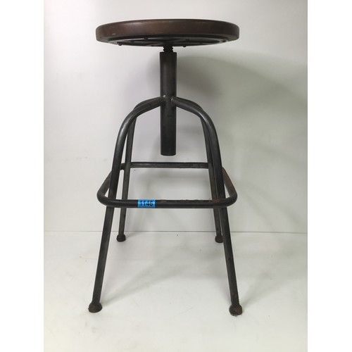 1146 - Adjustable metal and wood factory chair circa 1960’s