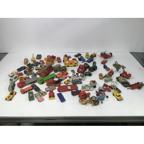 478 - A large Collection of play worn cars including Dinky, Corgi and Matchbox