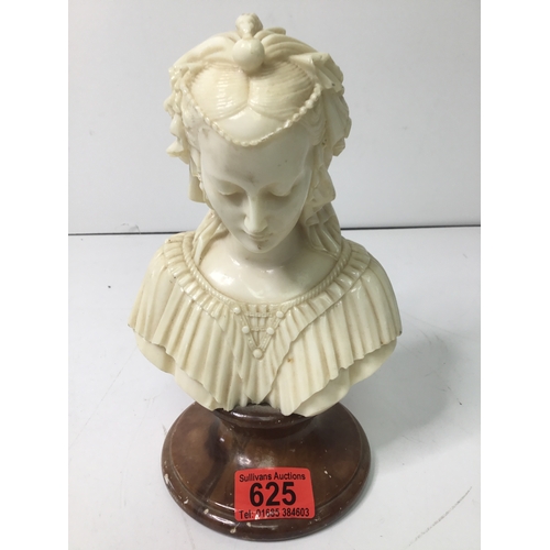 625 - Vintage bust by A Giannelli alabaster and marble style base 23cm