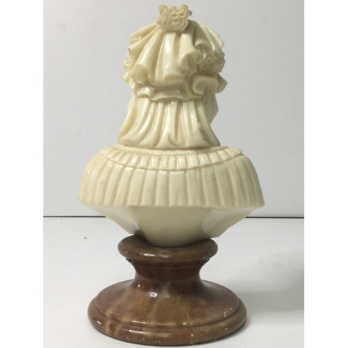 625 - Vintage bust by A Giannelli alabaster and marble style base 23cm