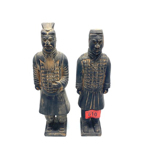 610 - 2 replica Qin Shi Huang terracotta figures.