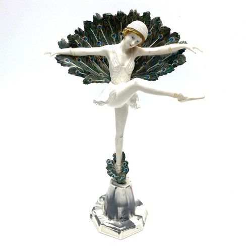 642 - Art Deco peacock lady dancer; 40cm.