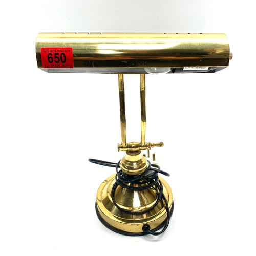 650 - Retro brass bankers lamp.