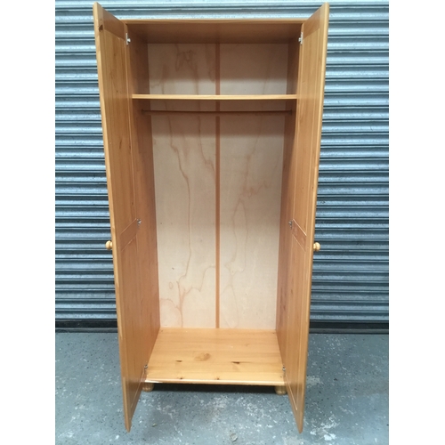 425 - Pine two door wardrobe 177cm x 77cm