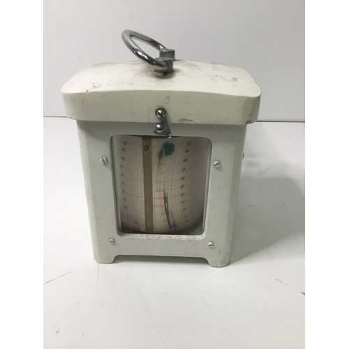 704 - Metal cased Barograph air pressure monitor by Casella London 36cm length