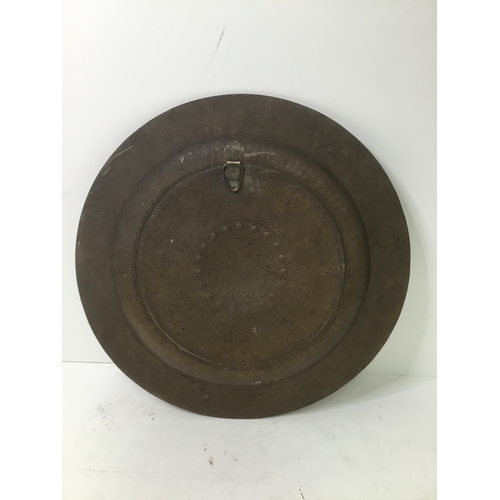 736 - Copper and brass Hindu charger plate 19th century