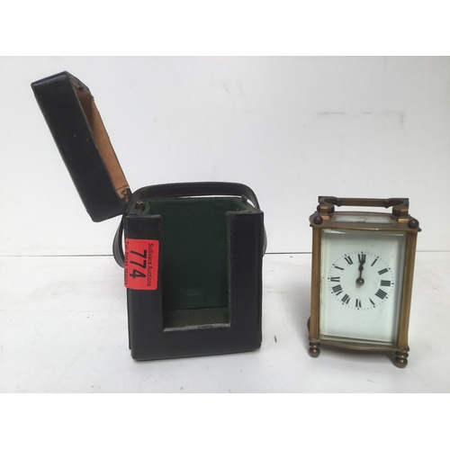 774 - French carriage clock in leather case