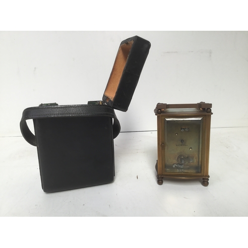 774 - French carriage clock in leather case