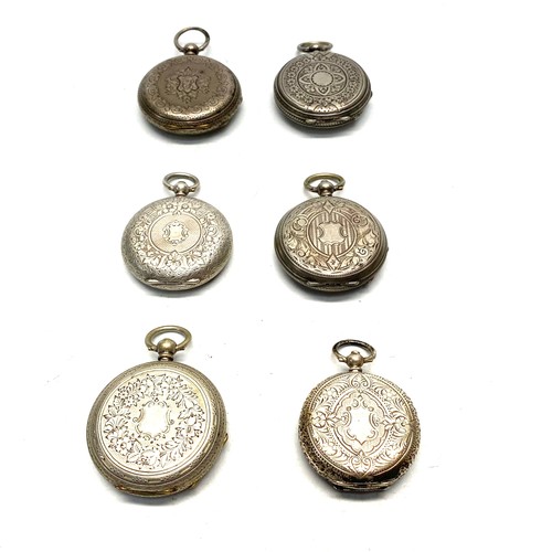 958B - Collection of 6 ladies silver cased pocket watches S&R.