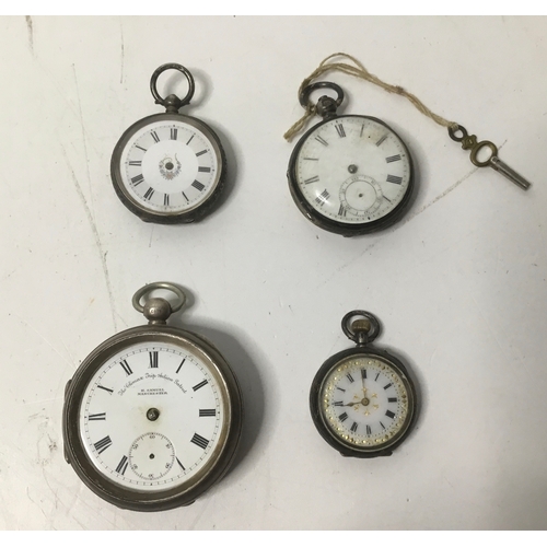 963 - Four silver pocket watches S/R