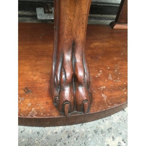 796 - Victorian Demi lune console table with claw foot