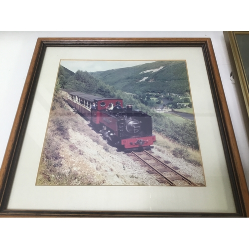 8 - Five framed prints including two Eric Bottomley train prints one signed in pencil to the margin