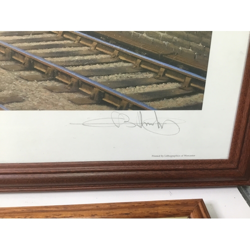 8 - Five framed prints including two Eric Bottomley train prints one signed in pencil to the margin