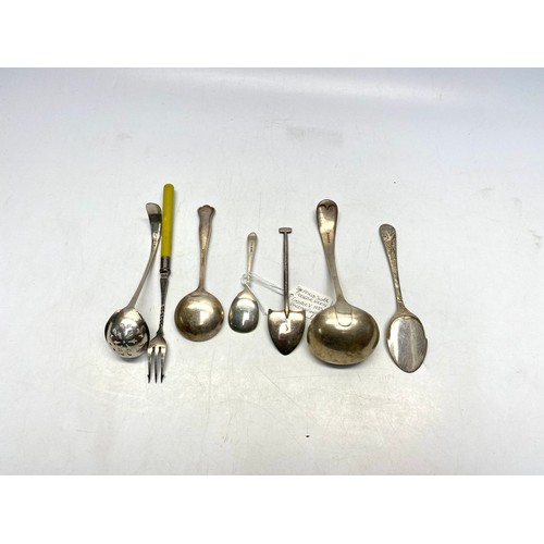 606 - Selection of Antique Cutlery, including Swedish Silver Condiment Spoon, Sheffield Silver Preserve Sp... 