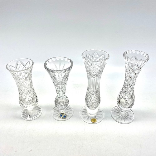 614 - Collection of crystal flute vases including: Bohemia.