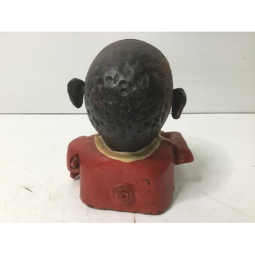 632 - Cast iron mechanical money box Greedy Boy