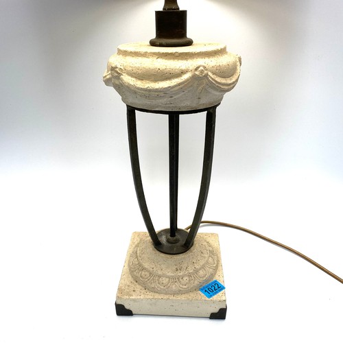 1022 - Gorgeous Italian marble and wrought Iron lamp handcrafted in Sicily and a stunning hand decorated la... 