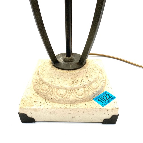 1022 - Gorgeous Italian marble and wrought Iron lamp handcrafted in Sicily and a stunning hand decorated la... 