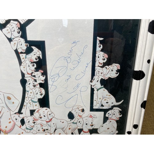 1029 - retro 101 dalmatians poster with glenn close and jeff daniels apparent signatures.