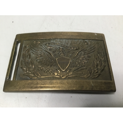 868 - US belt buckles one Texas militia and one very rare Sword belt with incorrectly spelt Latin inscript... 