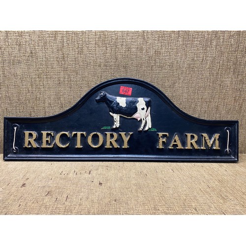 647 - cast iron rectory farm sign 76cm.