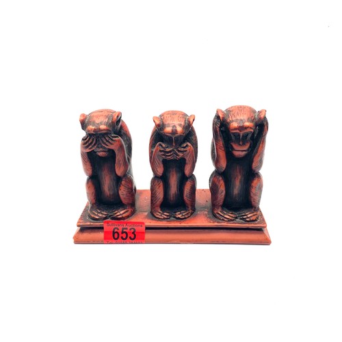 653 - see no evil speak no evil hear no evil resin monkeys.