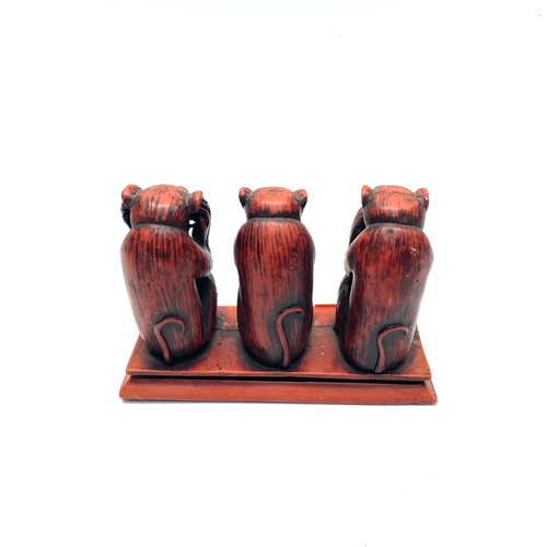 653 - see no evil speak no evil hear no evil resin monkeys.