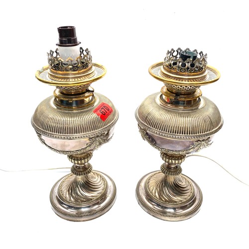 670 - pair of art nouveau converted oil lamp.