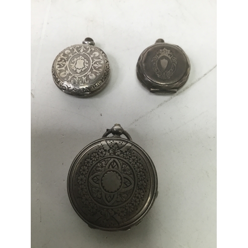 871 - Three ladies pocket watches running when booked in one missing hands