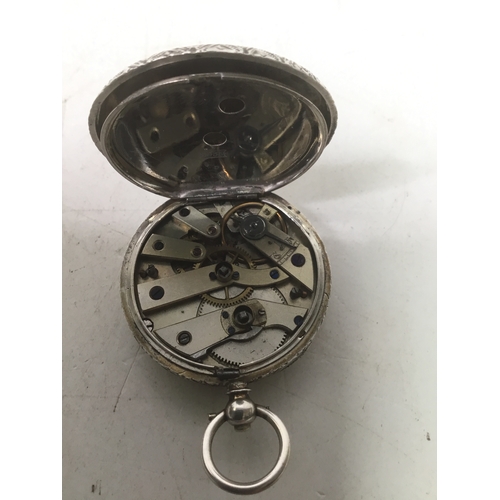 872 - Ladies silver 935 pocket watch running when booked in