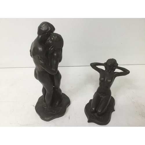 664 - Two bronzed resin sculptures