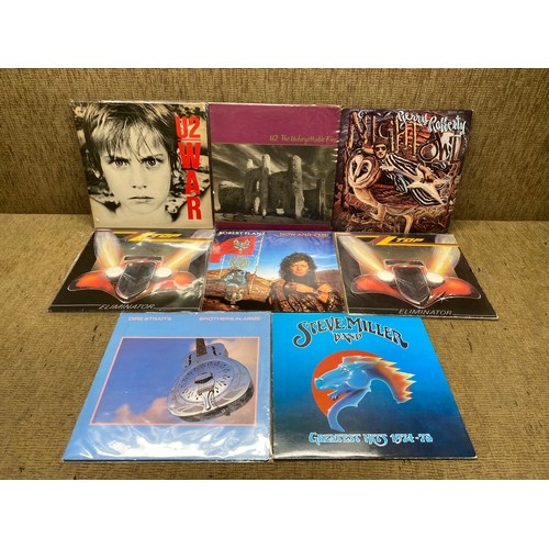 680 - Collection of vinyl LP records including: U2, ZZ Top and Gerry Rafferty.