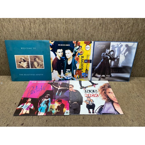 681 - Collection of vinyl LP records including: Beautiful South, Ragiona and The Inxs.