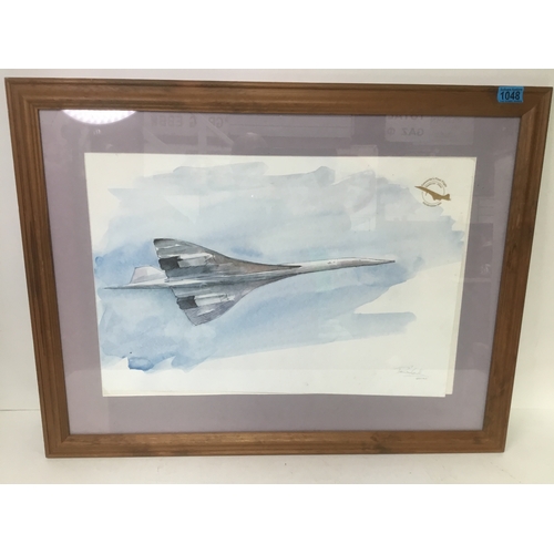 1048 - Watercolour of Concordes last flight signed by the artist