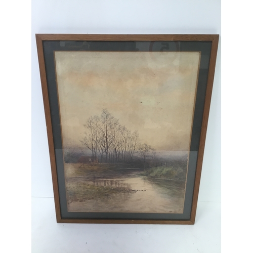 1049 - Framed watercolour 48cm x 37cm signed by the artist J G Moore