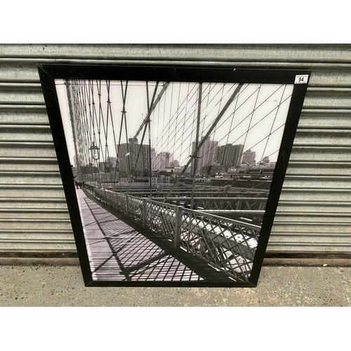 94 - brooklyn bridge NYC black and white framed picture 83x100cm.